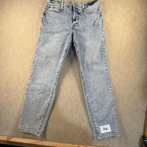 HM Denim Ultra High Waist Mom‎ Jeans Light Wash Blue Size 10 Tapered Leg P0621